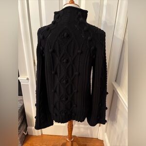 Rebecca Taylor Bauble Turtleneck Cable Knit Black Sweater Medium